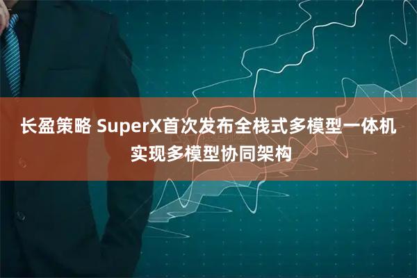 长盈策略 SuperX首次发布全栈式多模型一体机 实现多模型协同架构
